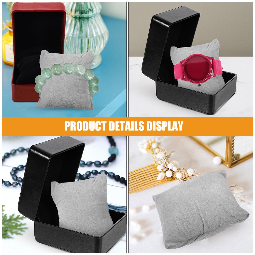5Pcs Cloth Bracelet Pillows for Jewelry Display Grey Soft Watch Cushion