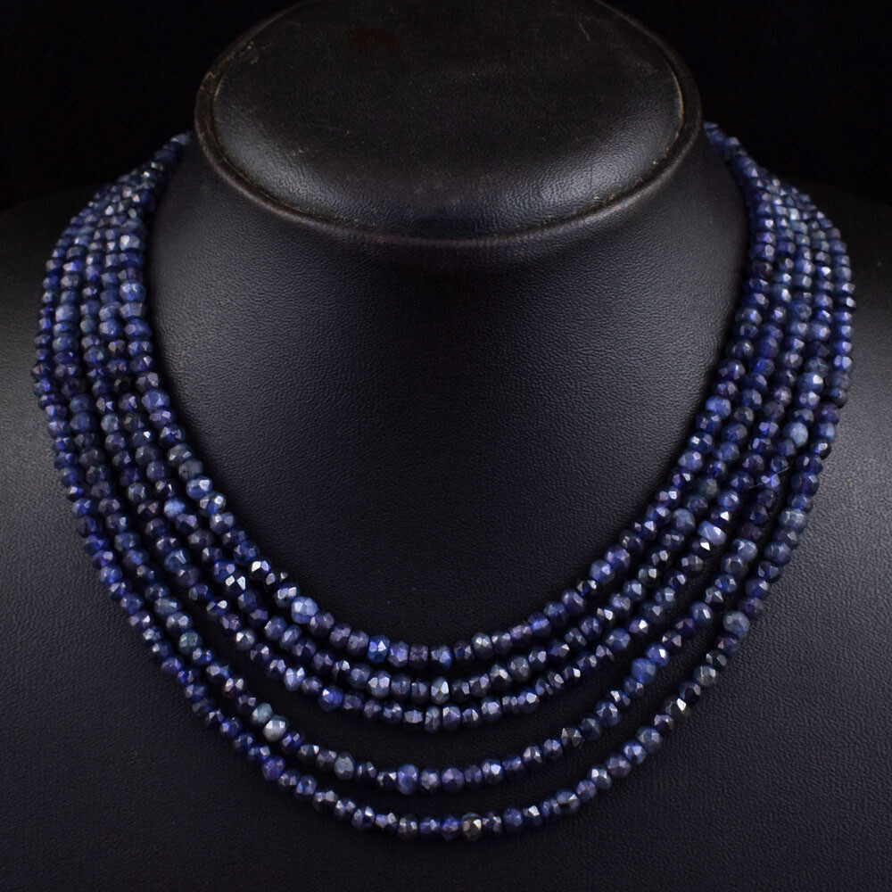 320 Cts Natural 5 Strand Blue Iolite Faceted Beads Necklace Jewelry JK-23E369