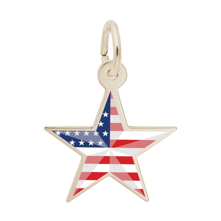 Painted USA 250 – Stars & Stripes Star Charm by Rembrandt 10k or 14k or 925
