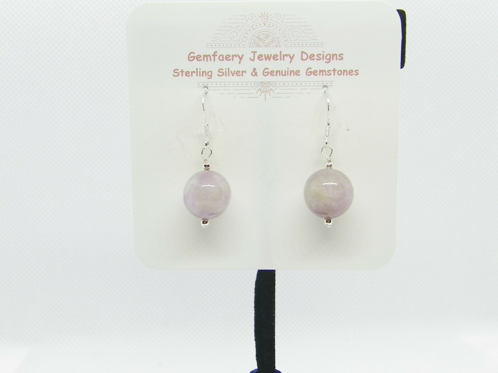 Sterling Silver Natural KUNZITE Gemstone Dangle Earrings #1117…Handmade USA
