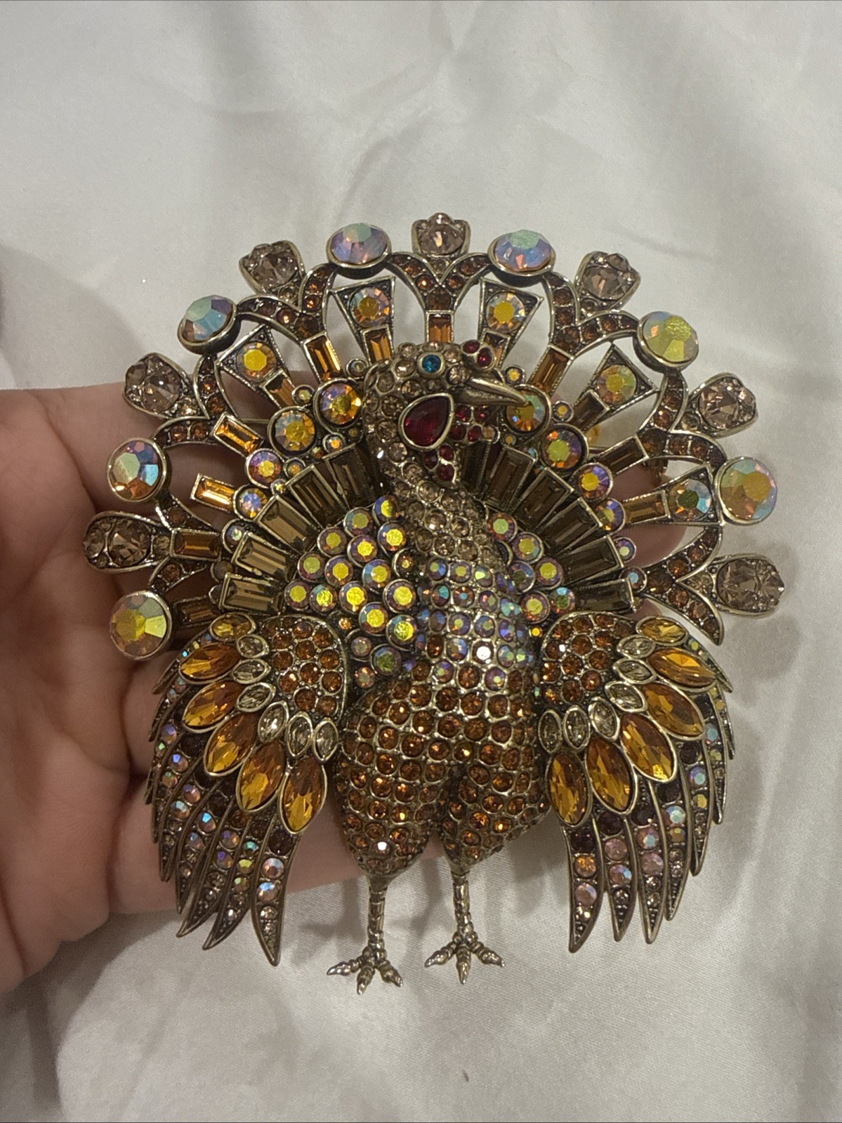 Heidi Daus “Tyrone Turkey” Multi-Color Crystal Pin Brooch- NWT-Orig. $199.95