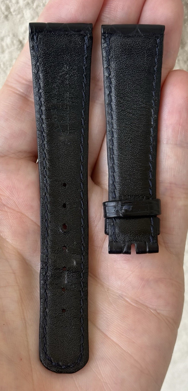 A. Lange Sohne 20mm x 16mm Dark Blue Alligator Watch Strap Band Authentic OEM