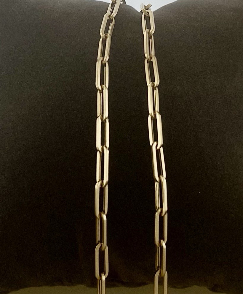 14k Yellow Gold Hollow Paperclip Women’s 16″ Inch Chain