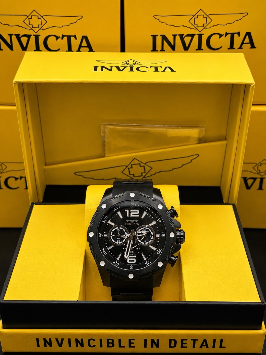 Invicta I-Force 50556 Men 50mm Black Steel Chronograph Watch Flame-Fusion New