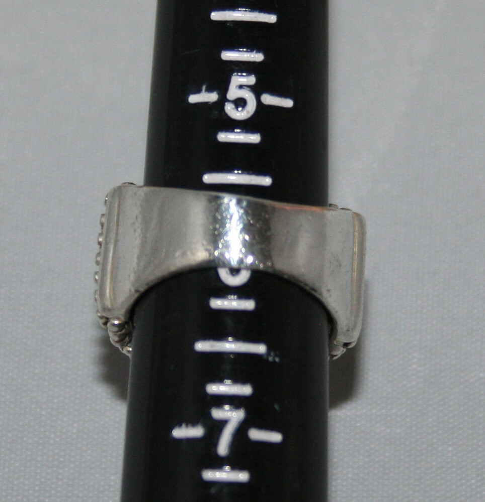 Silpada Sterling Silver Beaded Amber Cabochon Wide Band Ring R0893 Size 6