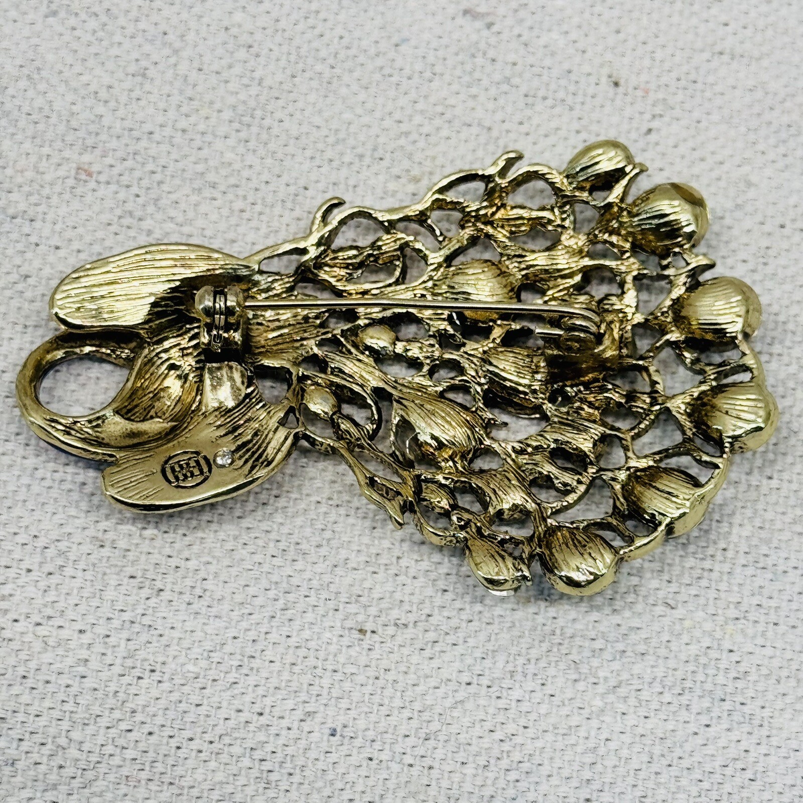Dana Bachman Vibrant Blue Green Peacock Brooch Pin