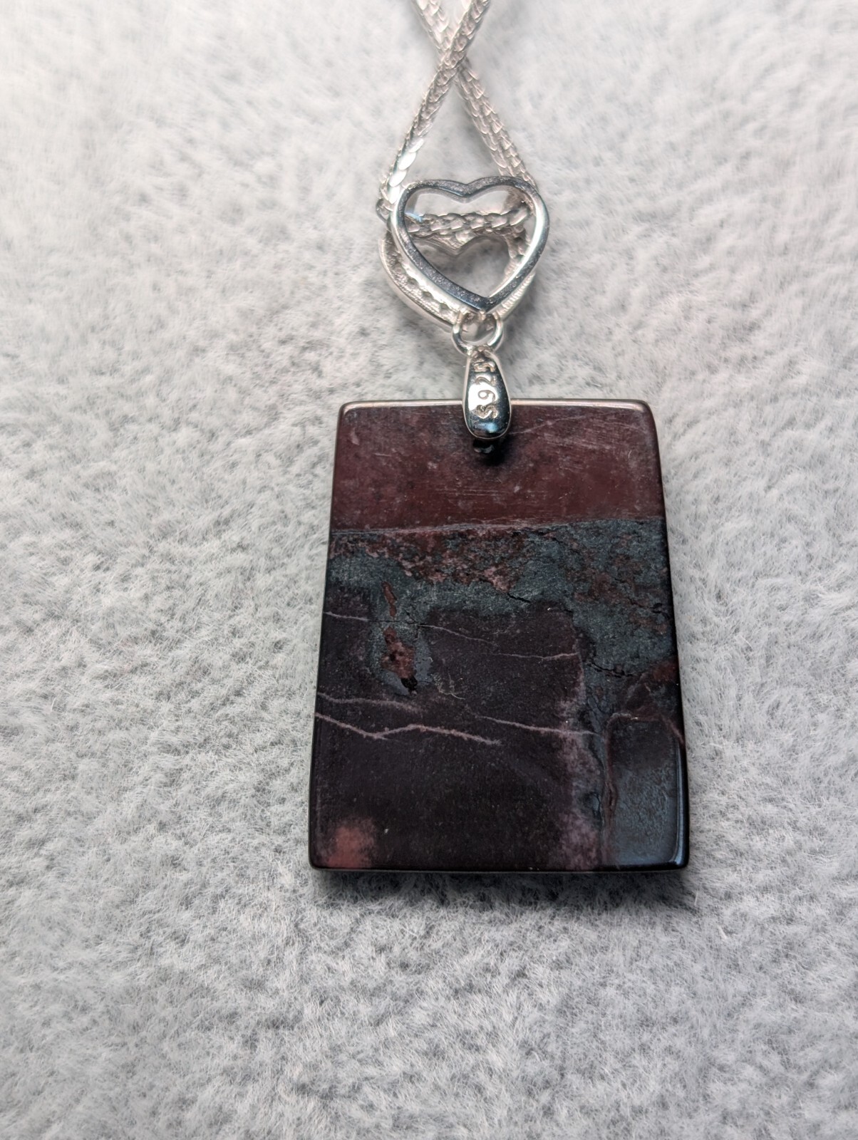 Sugilite Pendant Hand Carved Genuine with Sterling Silver Chain #7