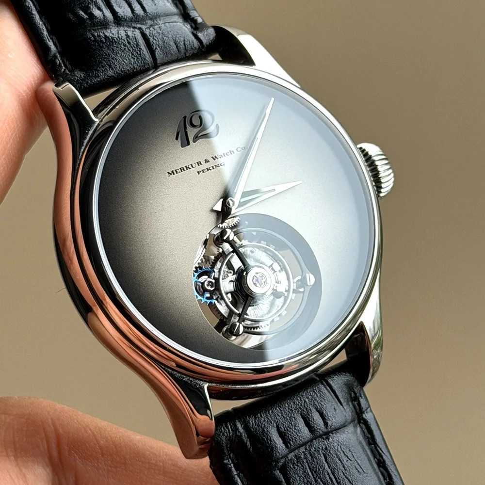 Merkur Tourbillon Watch High Frequency Coaxial Sapphire Mechanical Wristwatch