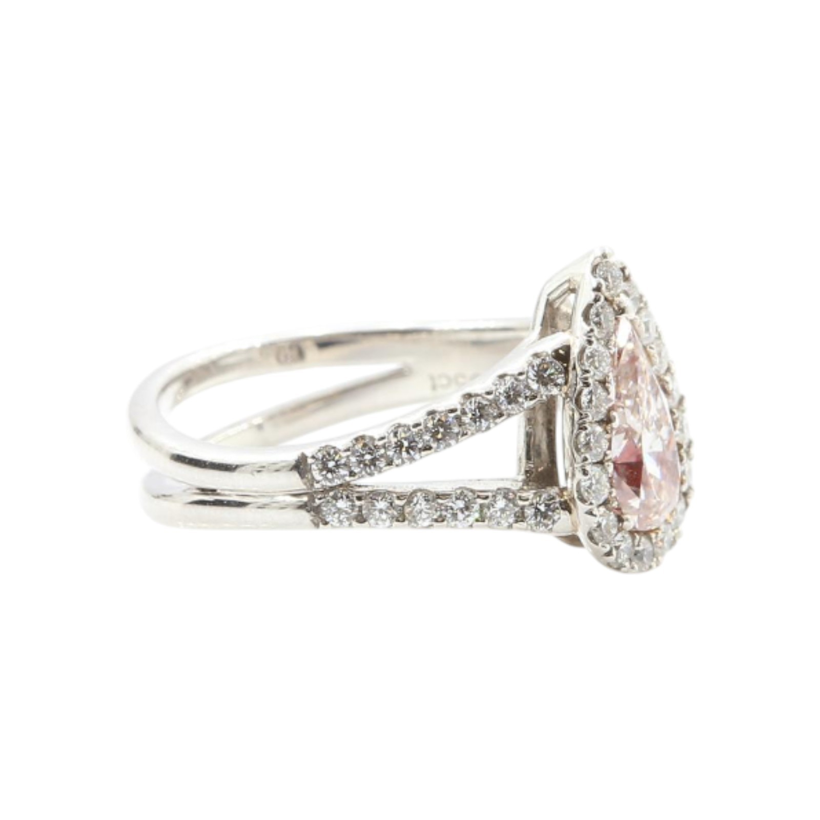 3.00 Ct Pear Cut IGI Lab Grown Fancy Vivid Pink Diamond Women Ring 950 Platinum