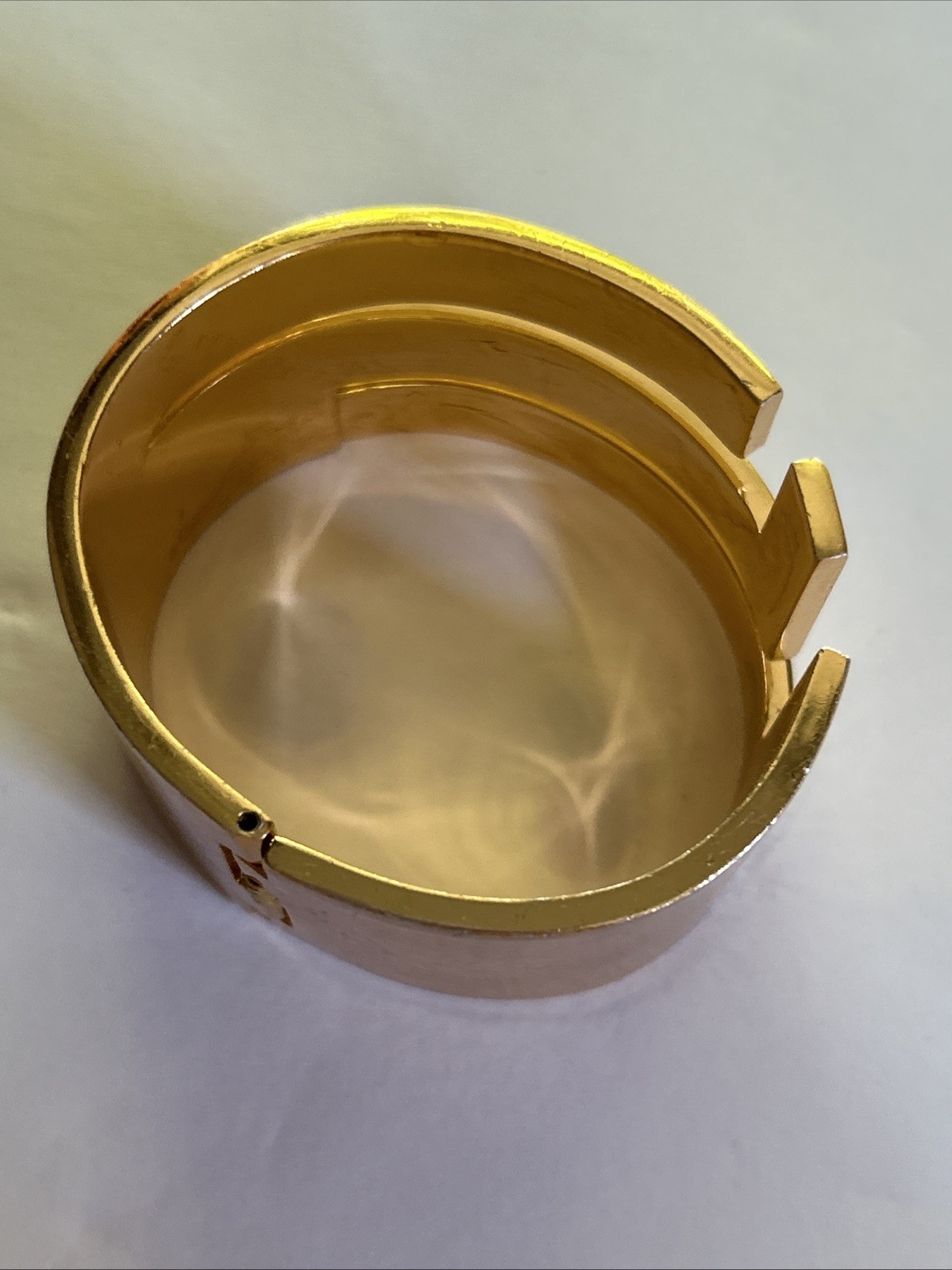 Vintage 70’s Lanvin Paris Signed Gold Plated Wide Clamp Statement Bracelet
