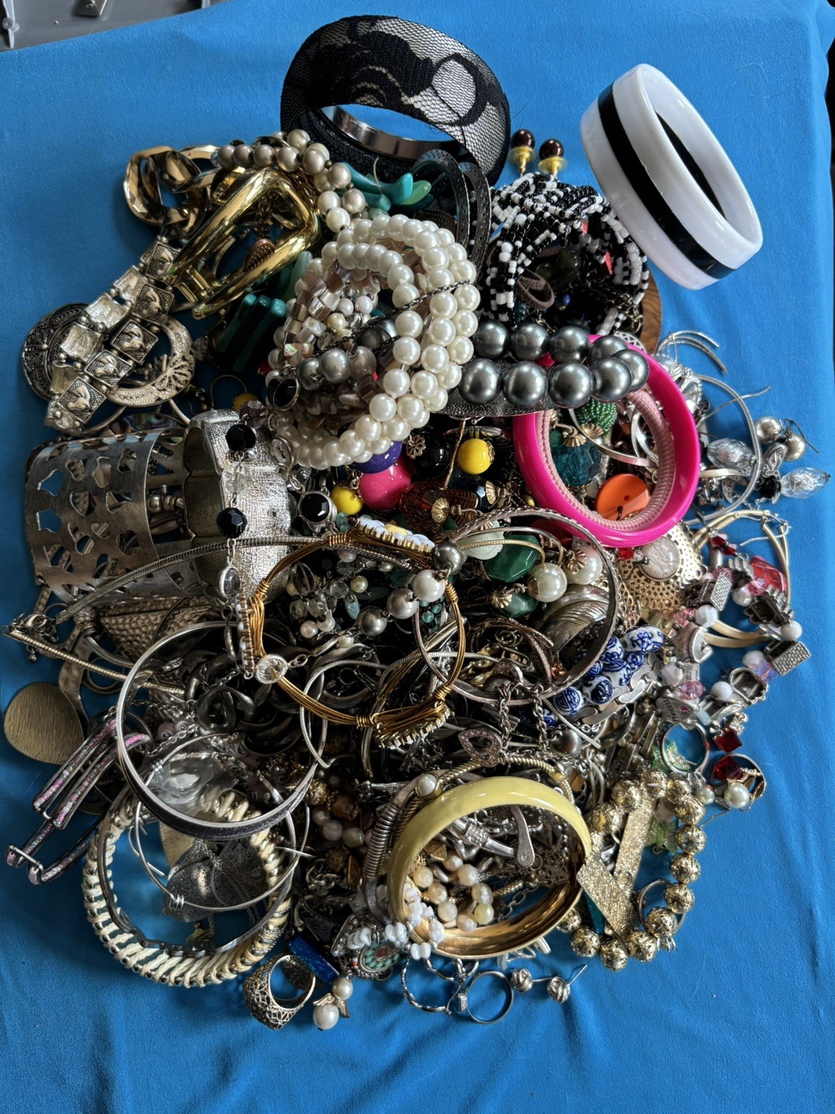 Mixed Jewelry Lot, 7+lbs., For Wearing, Crafting, Resell, Some 925, Untested