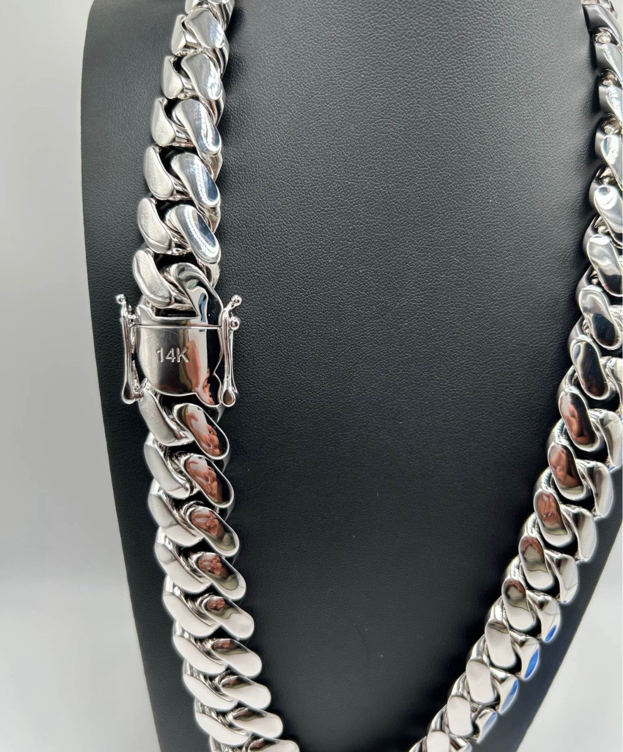 14K Stamped White Gold Silver Plated Miami Cuban Chain 20mm 24” 22” 20”