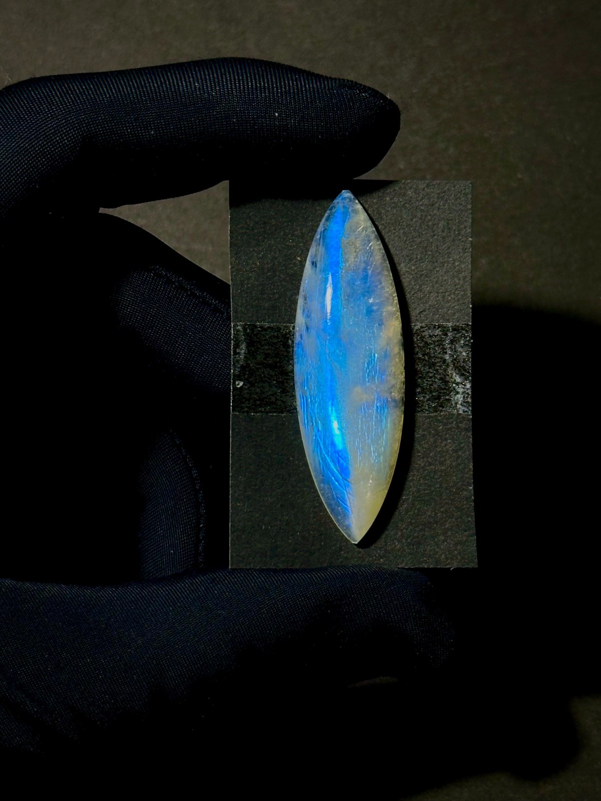 Rainbow Moonstone Cabochon, Blue Fire Moonstone, 14x36mm, Jewelry Making Stone