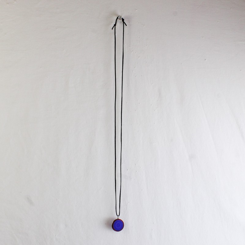 Unbranded Blue and Red Round Glass Pendant Necklace with Adjustable String