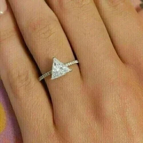 2Ct Triangle Lab Created Diamond Women’s Anniversary Ring 14K White Gold Plated