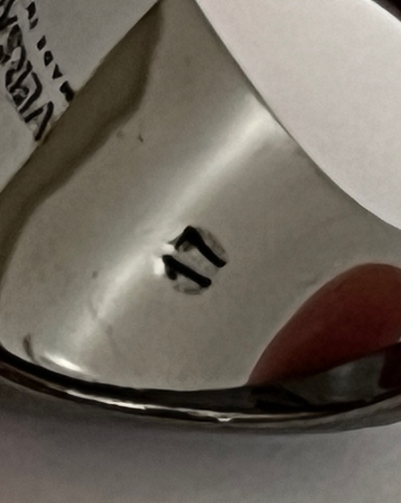 NIB Versace Varsity Red V Greek Key Logo Ruthenium Signet Ring Sz 17 US 8 $495