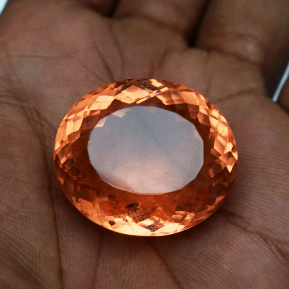 128.75 CT Certified Imperial Topaz Oval Cut Flawless Loose Gemstone