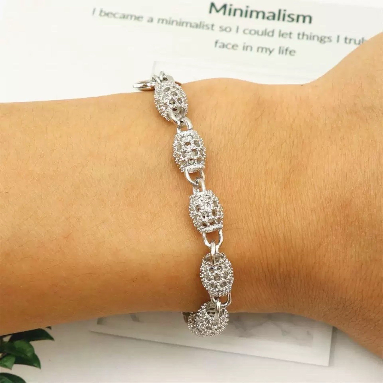 Women’s Silver Plated Charm Chain Bangle Bracelet Wedding Jewelry A78