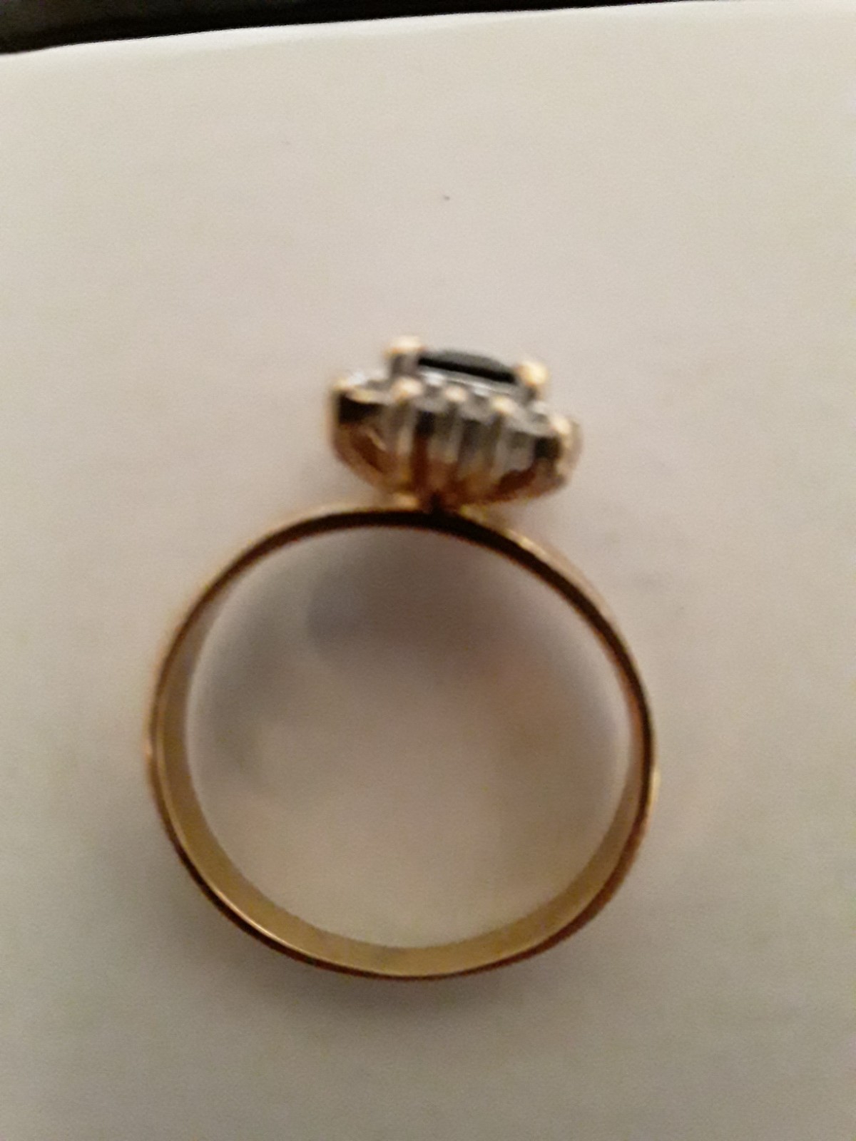 14k Yellow Gold Ring with Natural Deep Blue Sapphire & Diamonds, Women’s Size 6