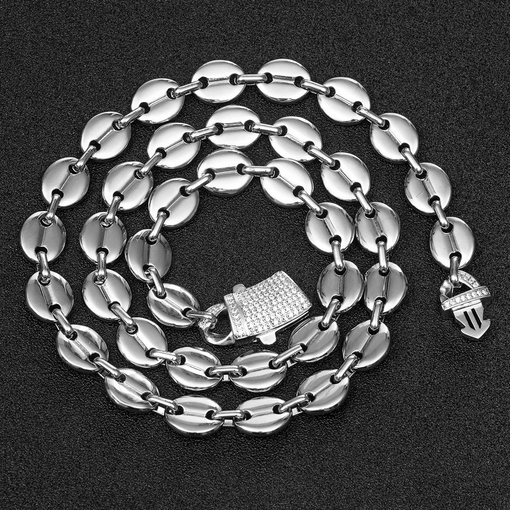 Women Men’s Stylish Stainless Steel Coffee Beads Chain Necklace 11mm*60cm