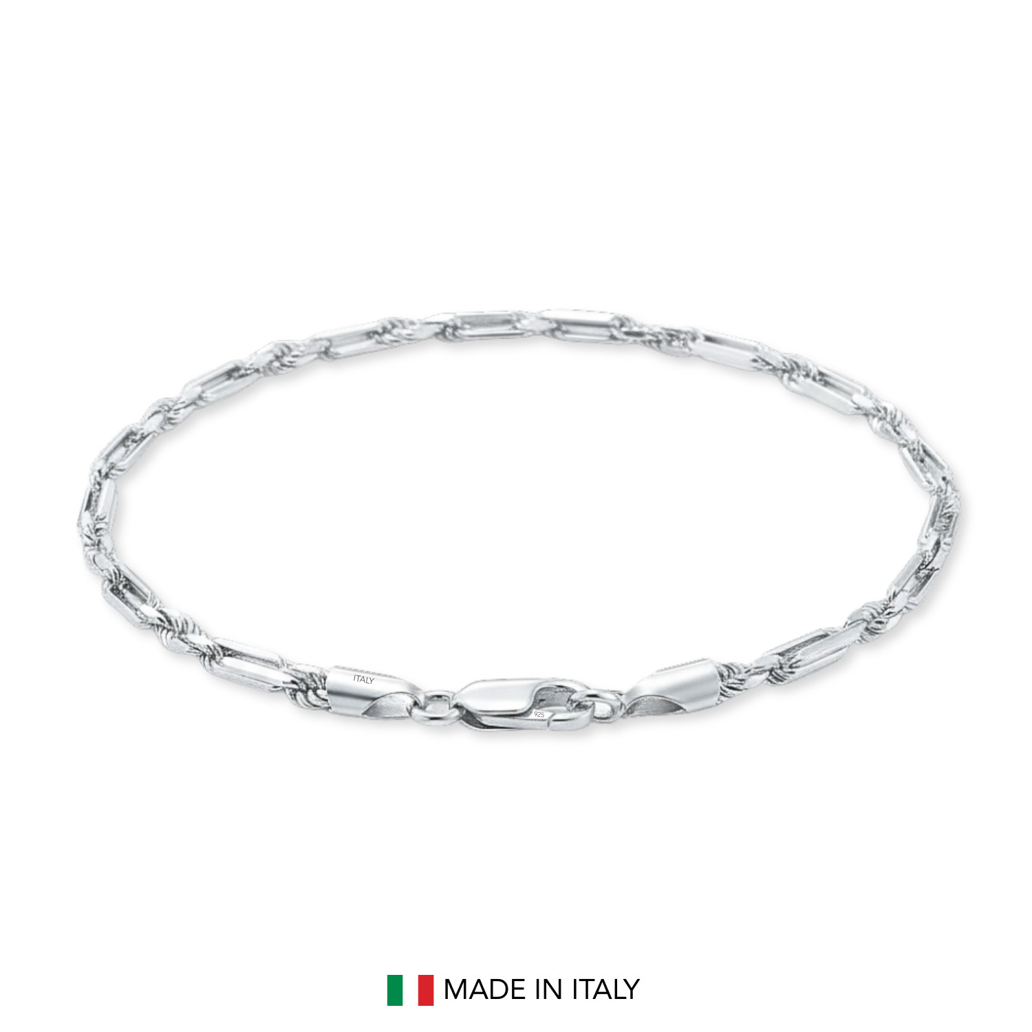 Solid 925 Sterling Silver 4.5mm6.5mm Figarope Chain Milano Italian Bracelet 7″8″