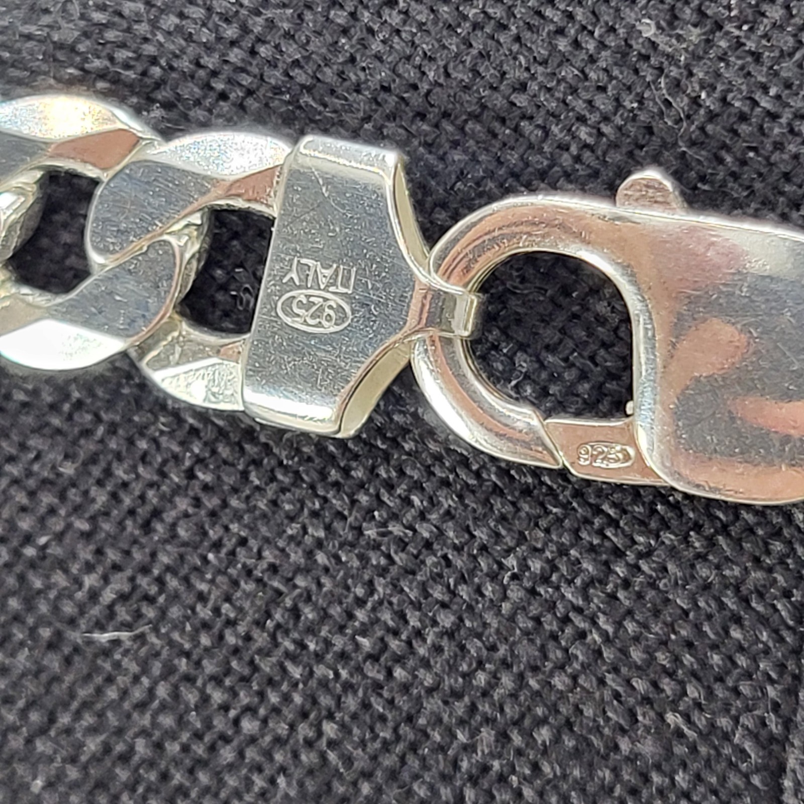 Vintage Italy Curb Link Chain Necklace GM SRA Approx 59 Grams Sterling 24″ 9mm