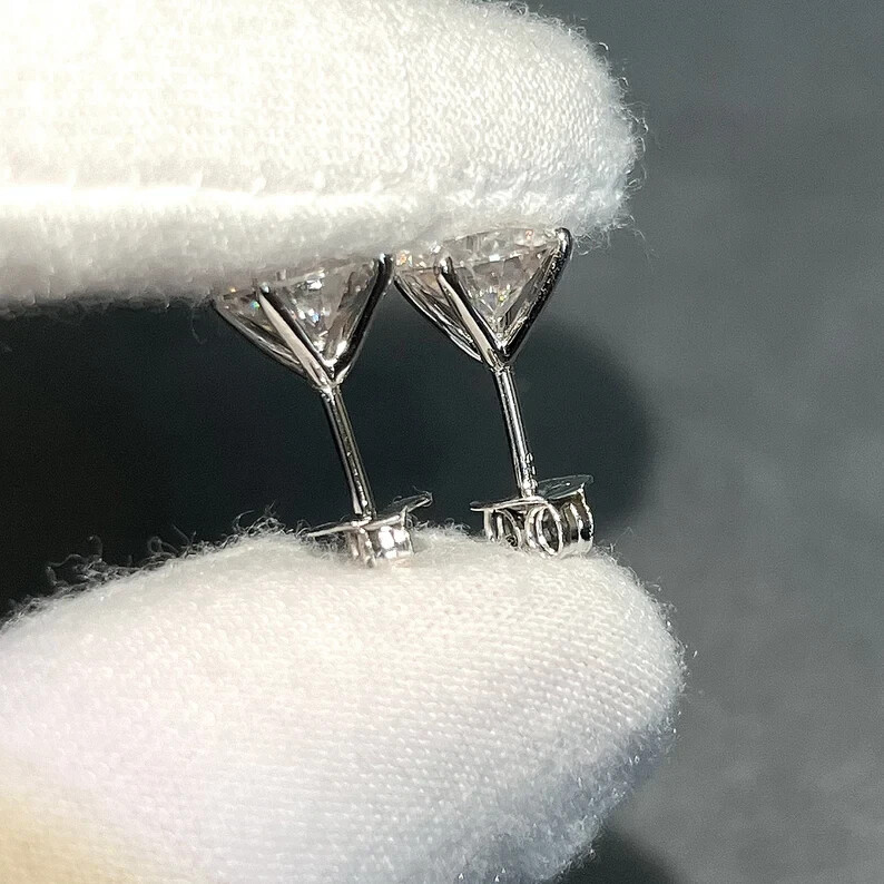 GH SI Natural Diamond 2 TCW Stud Unisex Earrings 14k White Gold DGLA Certified