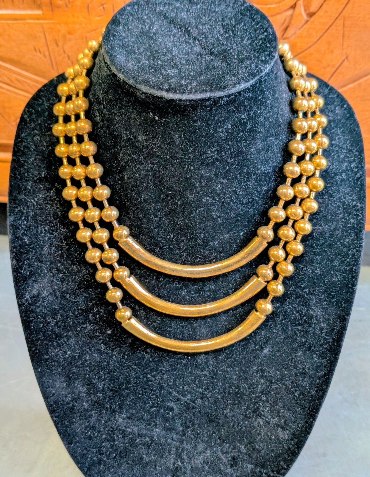 MCM Brass 3 Strand Necklace