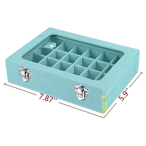 Jewelry Box 24 Grid Velvet Earrings Holder Tray Detachable Earring Case