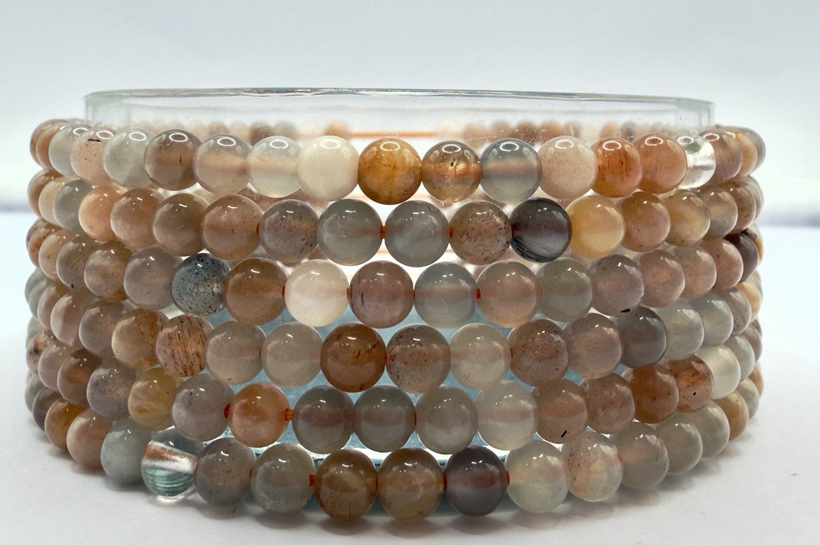 Wholesale Lot 6 Pcs Natural Black Moonstone 4mm 7.5” Crystal Stretch Bracelet