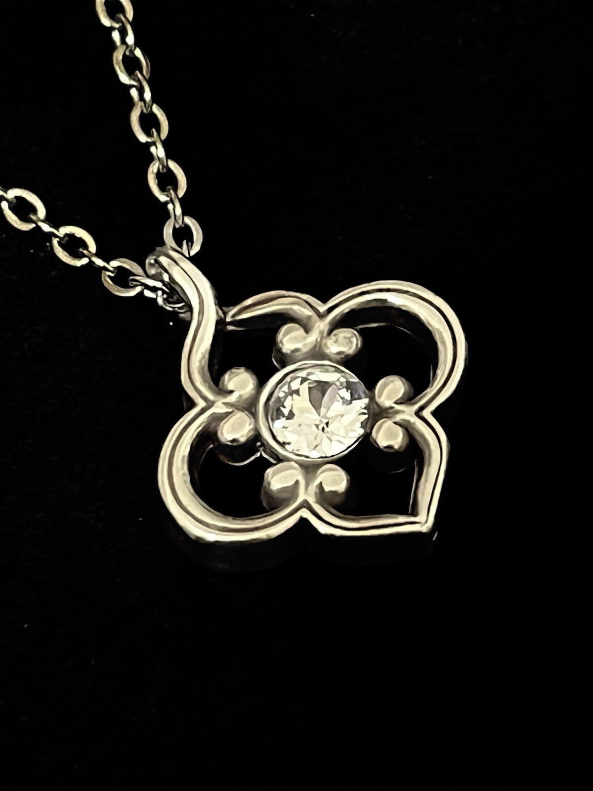 Brighton TOLEDO Clover Silver Open Quatrefoil Pendant Necklace Sterling Silver