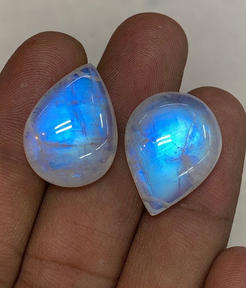 AAAAA Quality Rainbow Moonstone Blue Fire Pear Briolette 15×21 To 16×21 MM