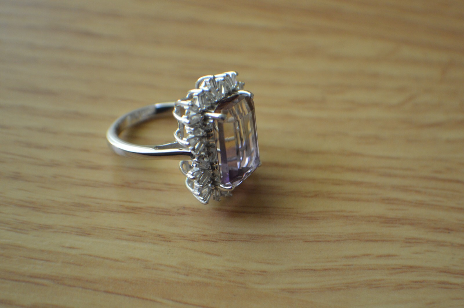 10.00ct Premium Anahi Ametrine / Zircon Ring Platinum over Fine Silver Size 6