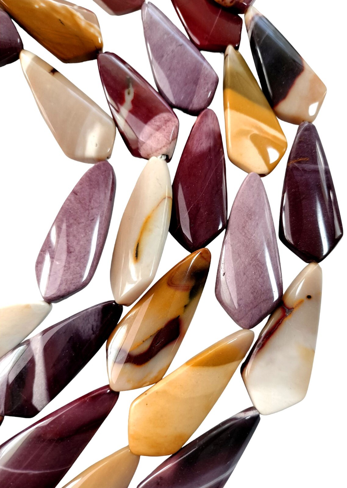 Moukaite Jasper 44x18mm Twist Kite Beads 15″ Strand / 9 Beads Mookaite Australia