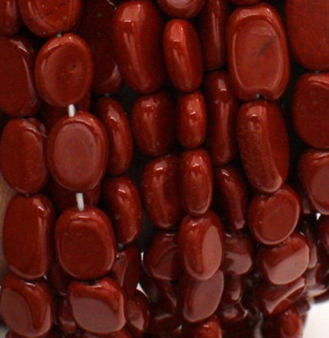 Natural Jasper Gemstone Plain Oval Beads(Mani) 3Lines Loose13 inch Strand