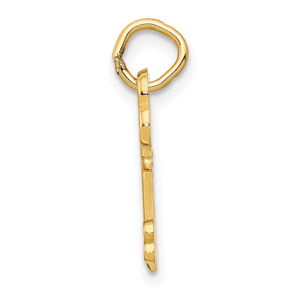 14K Yellow Gold Key Letter S Initial Charm Pendant; 0.36 g; Length: 15.53 mm