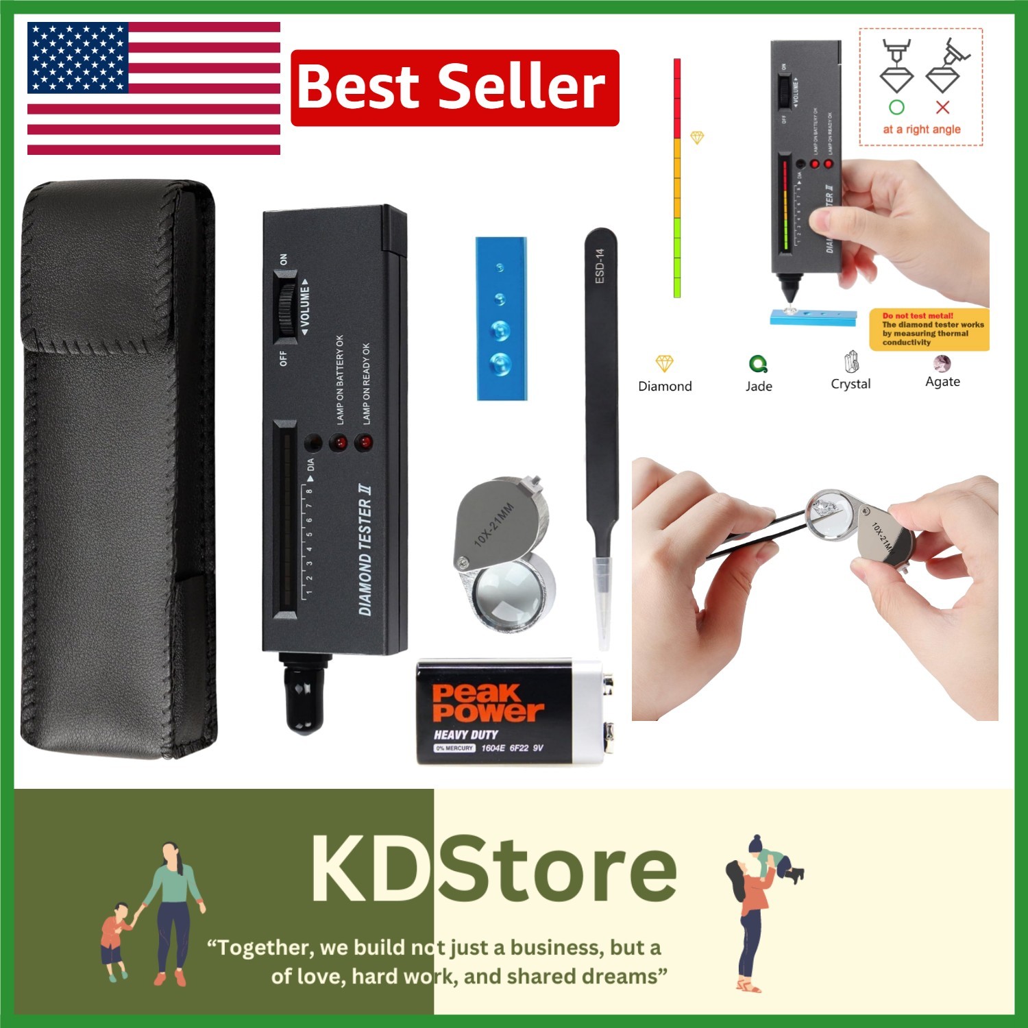 Accurate Diamond Gem Tester with 10x Magnifier and Tweezers – Easy for All Users