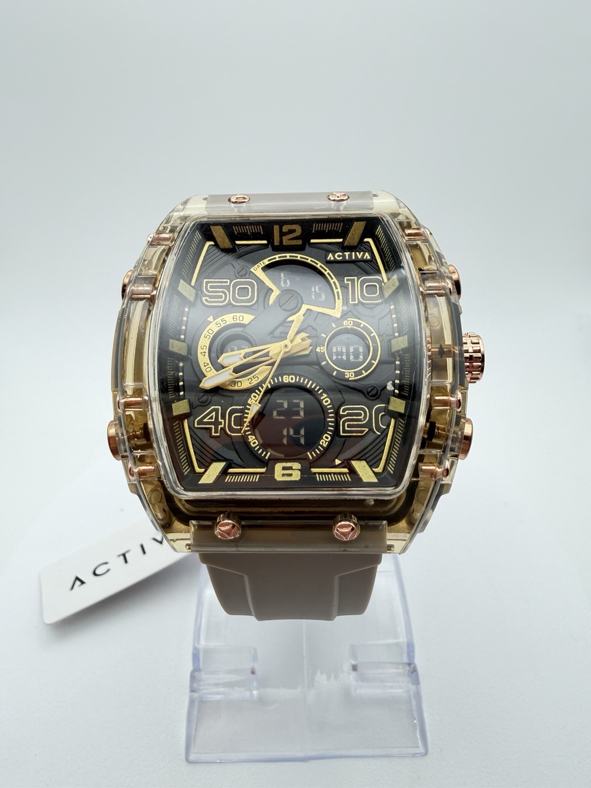 ACW8109-007- Activa X Invicta 45mm Men’s Digital Watch – Apricot & Brown .