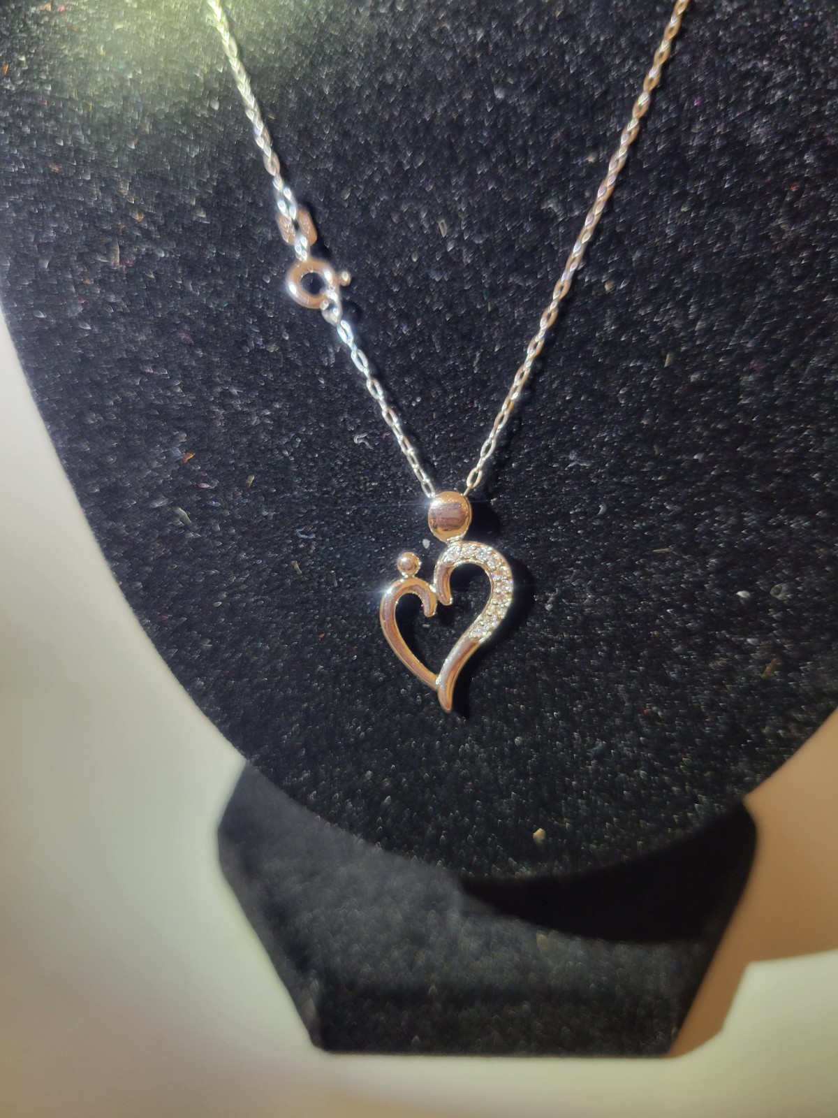 925 Silver Stamped Cable Chain With Silver Plated Heart Pendant Necklace.