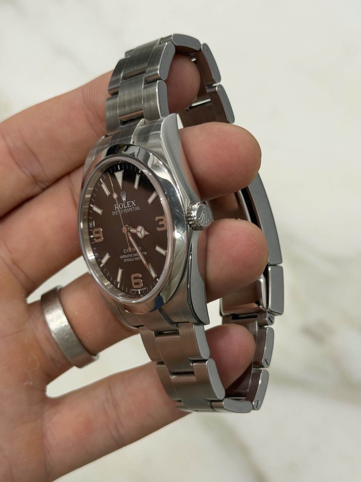 2012 Rolex Explorer Stainless Steel 39mm MK1 Auto Men’s Watch 214270 W/ Card