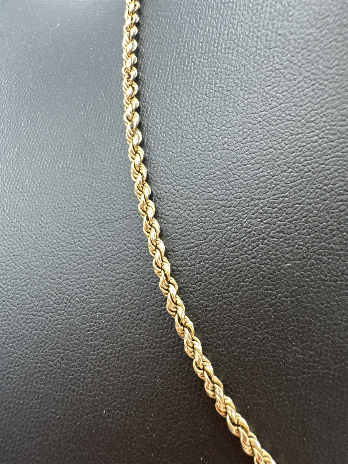 46.5cm 10.3g Vintage Hallmarked 9ct Rope Twist Chain Solid Gold Necklace 375 9K