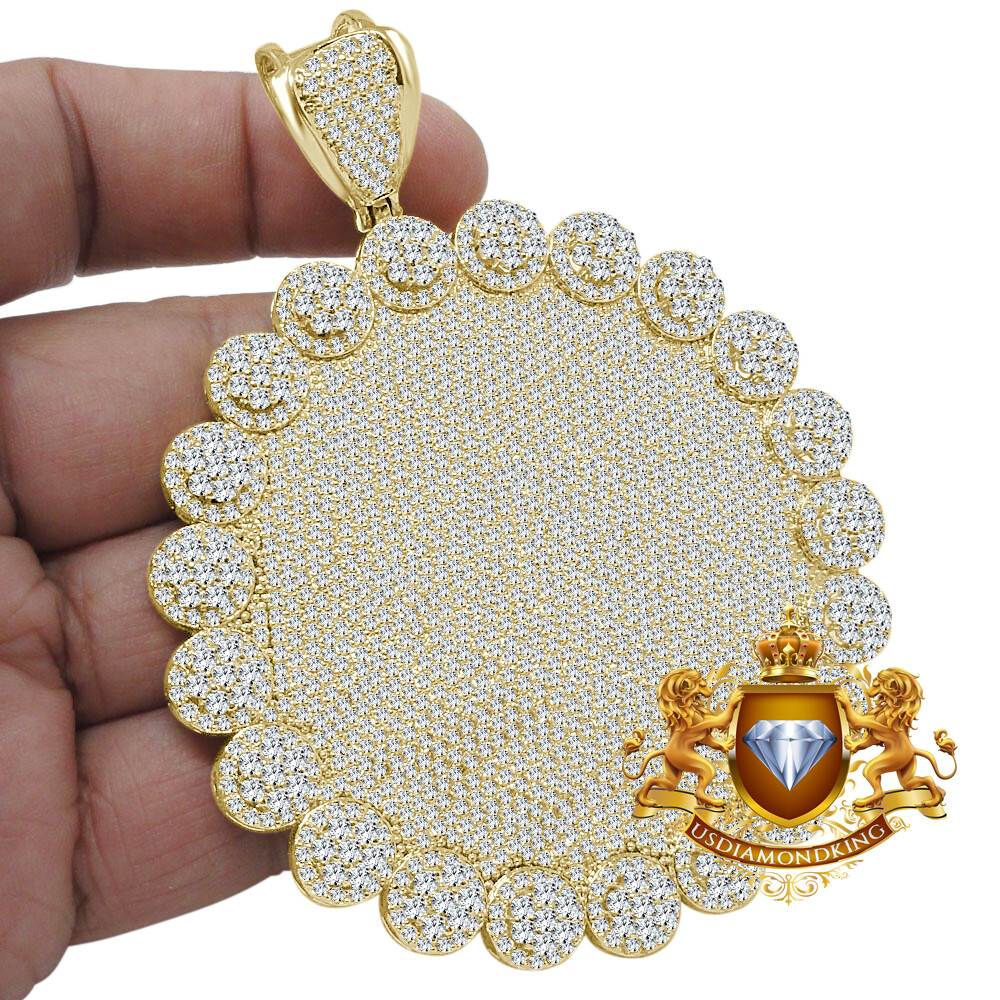 Jumbo XL 3.75” Mens Medallion 14K Gold Finish Round Flower Pendent Custom Charm