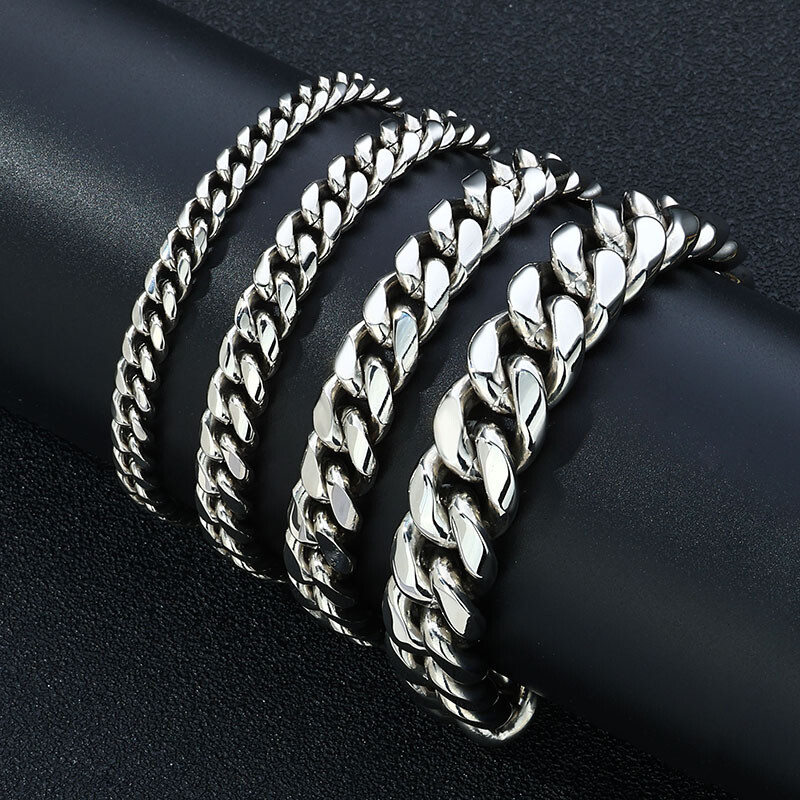 Fashion Mens Cuban Link Chain Stainless Steel Necklace Hip Hop Jewelry for Men