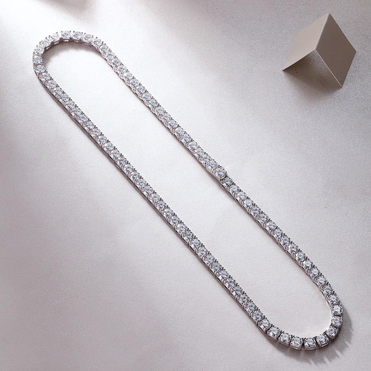 3MM REAL MOISSANITE Silver Tennis Chain Necklace – VVS D Color – Passes Tester