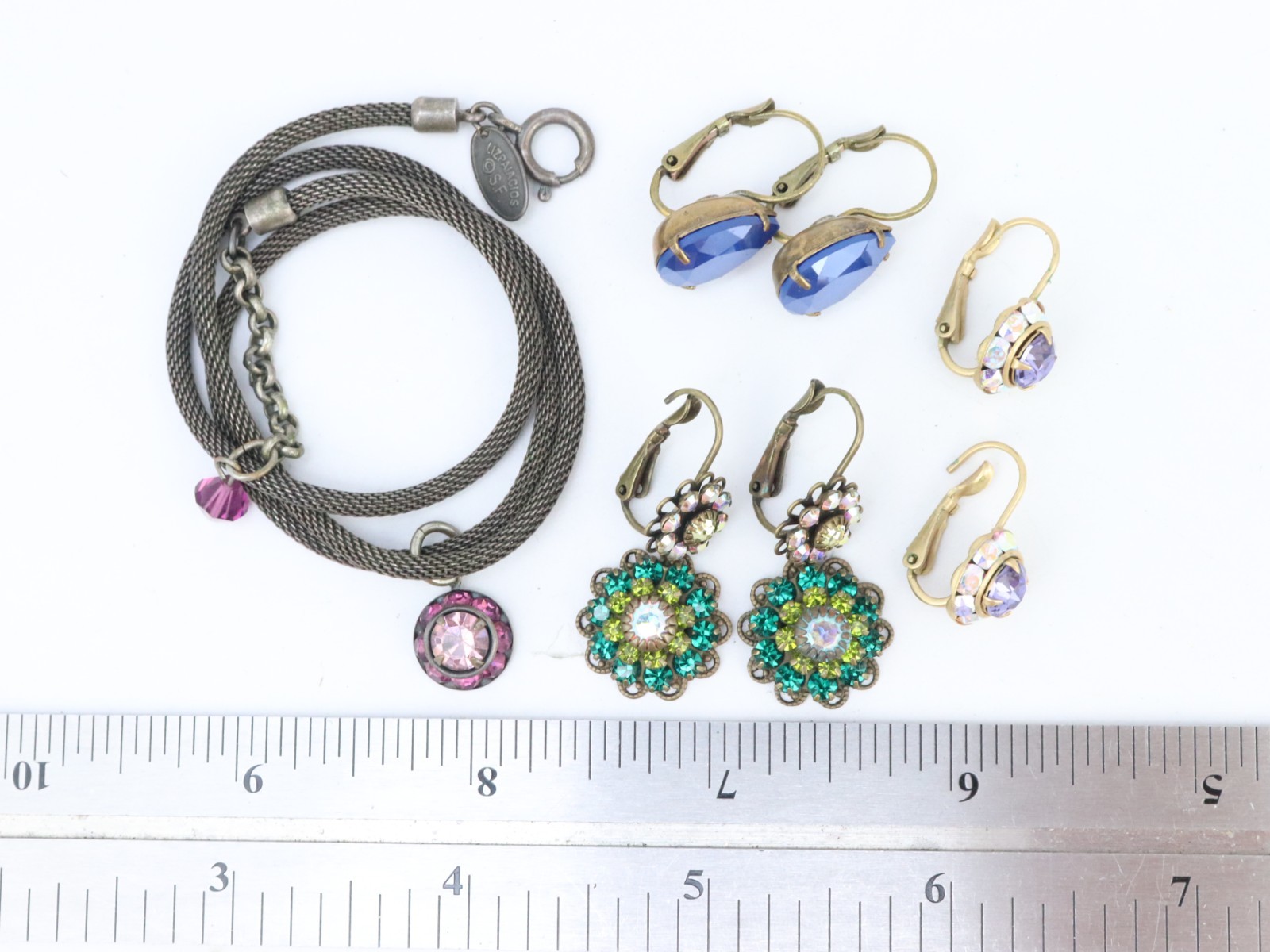 Vintage Liz Palacios Jewelry Lot Swarovski Crystal Necklace Earrings Rhinestones