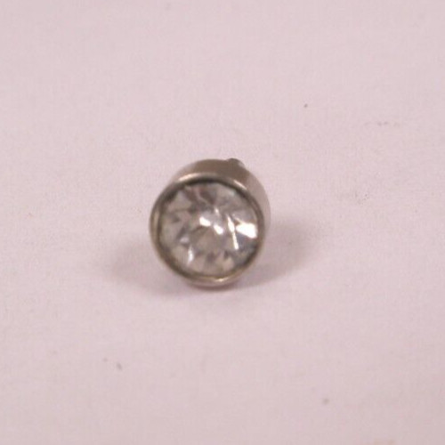 3.5mm Solitaire White Rhinestone Vintage Tie Tack Lapel Pin r82