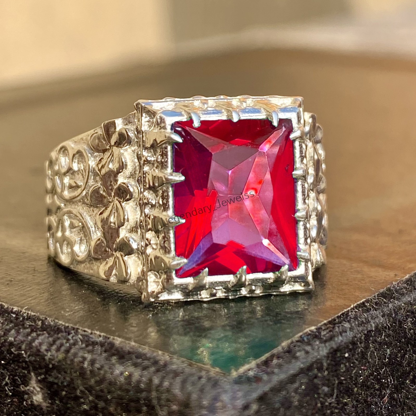 Red Ruby Gemstone With 925 Sterling Silver Ring for Men’s Stylish Ring