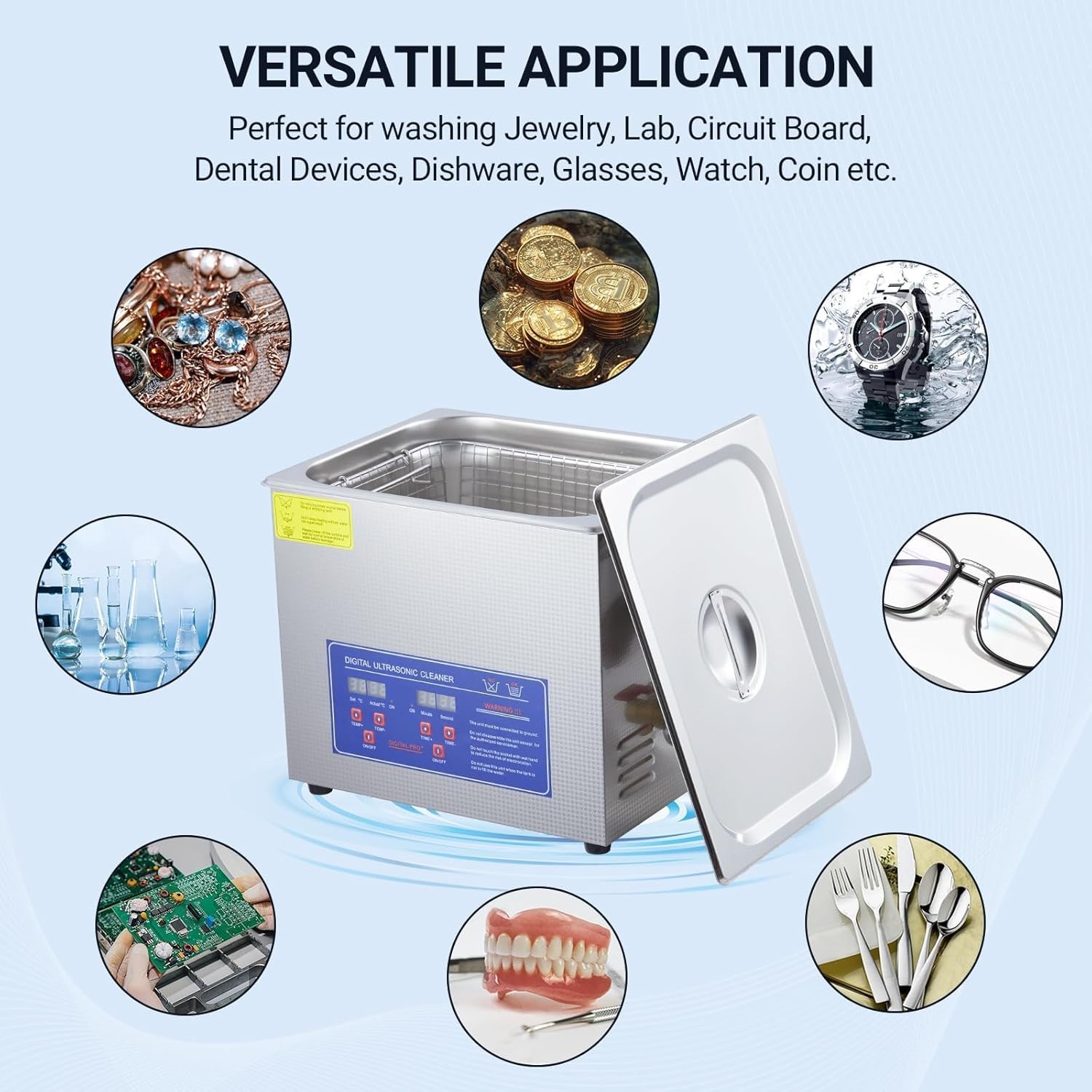 10L Digital Ultrasonic Cleaner with Timer & Heater，40kHz 240W Cleaning System…