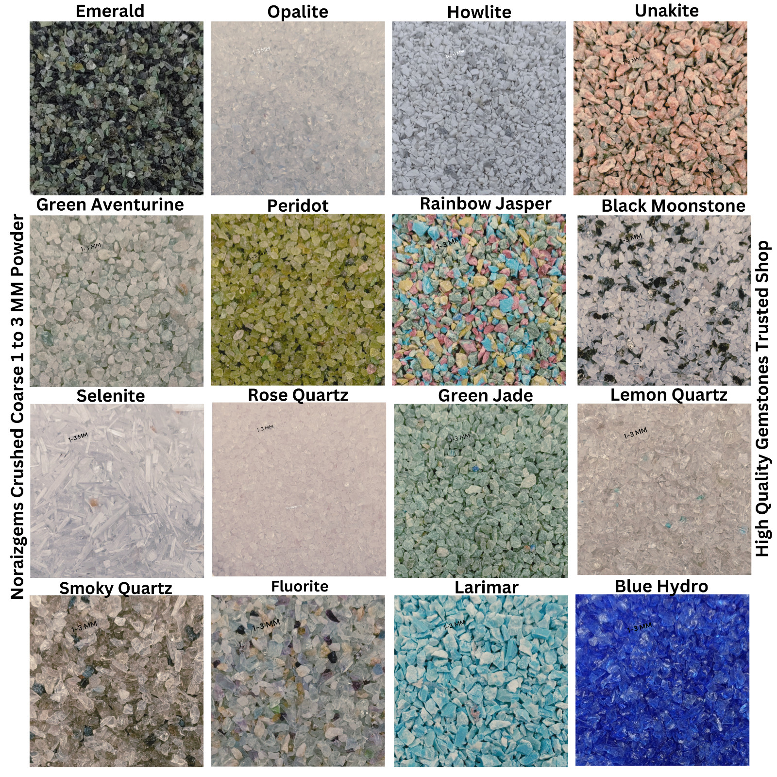 Crushed Gemstone Coarse Powder 75+ Crushed 1-3 MM Healing Stone Woodwork Inlay