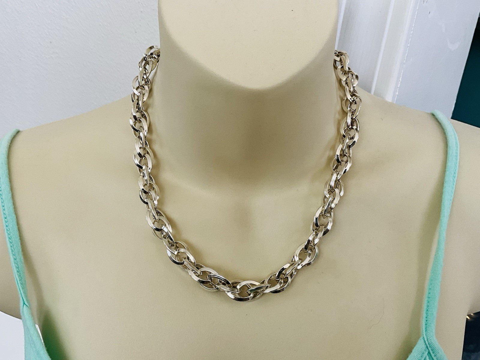 Arte d’Argento Designer Sterling Silver Chunky Bold Double Link Chain Necklace